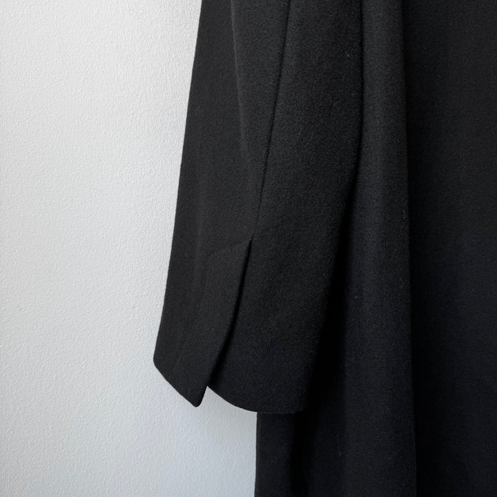 Prada FW1998 Black Asymmetrical Funnel Neck Wool Coat