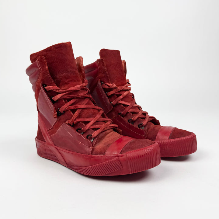 Boris Bidjan Saberi AW2015 Red Lamb Leather Bamba 2 High-Top Sneakers