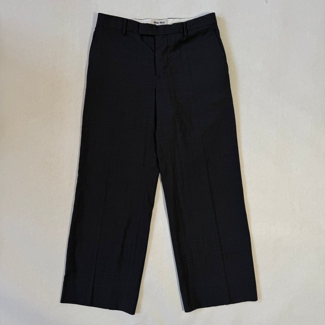 Miu Miu 2022 Checkered Prince Of Wales Pleated Fine Wool Pants
