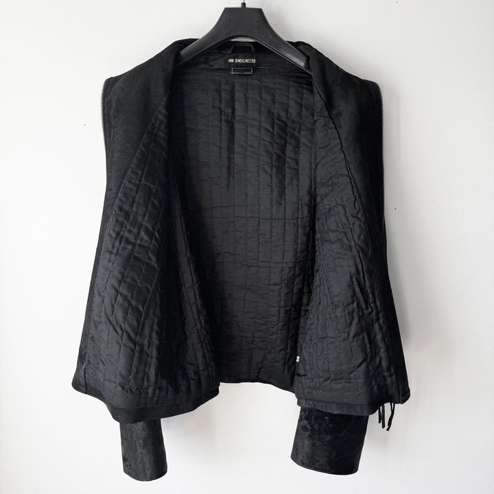 Ann Demeulemeester FW2002 Black Blistered Shaved Leather Jacket