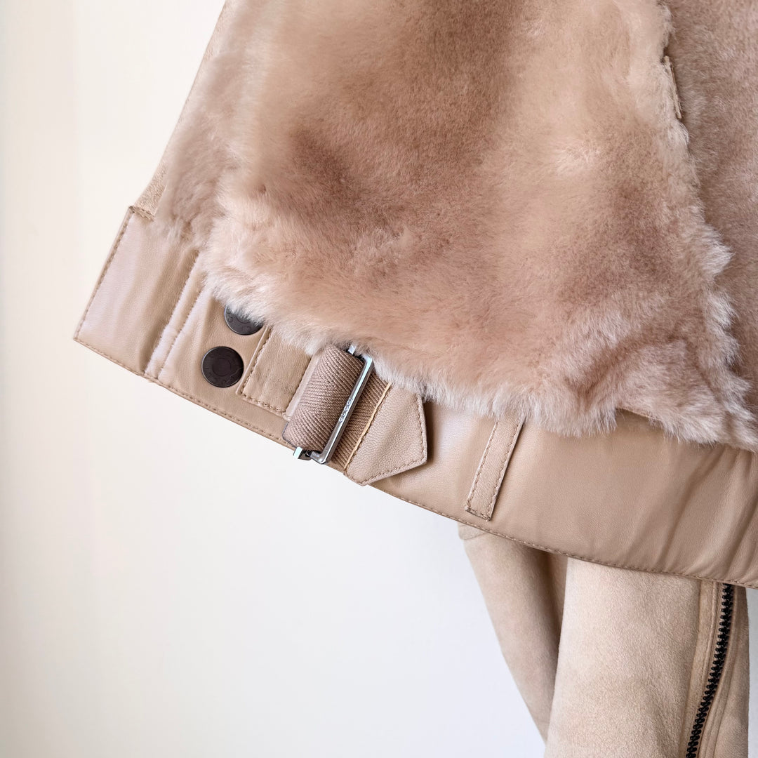 Gucci By Tom Ford 2000's Fox Fur Collar Shearling Leather Bomber Jacket