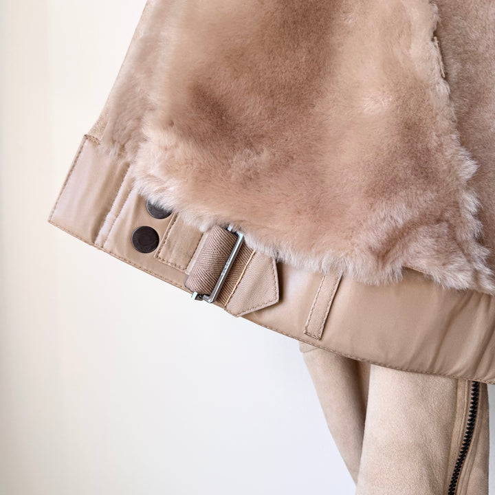 Gucci By Tom Ford 2000's Fox Fur Collar Shearling Leather Bomber Jacket