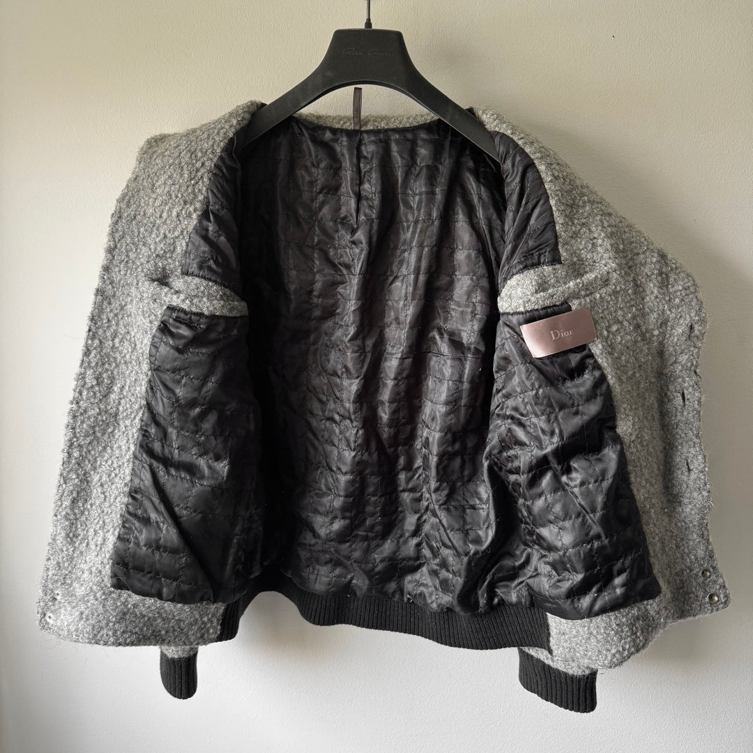 Dior Homme FW2009 Gray Asymmetric Drape Collar Mohair Jacket