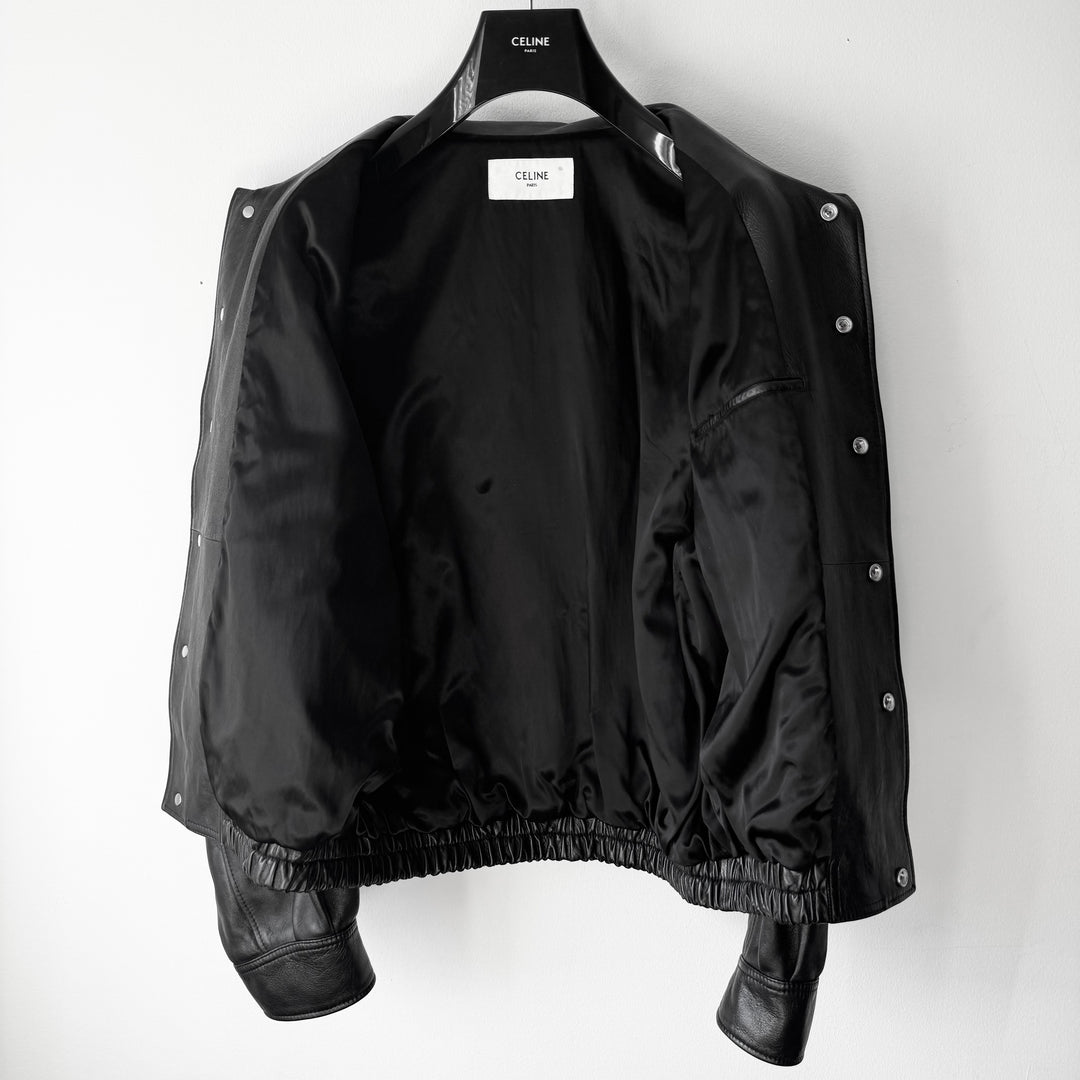 1/1 Celine SS2022 Sample Black Cutout Suede Paneled Leather Blouson Jacket