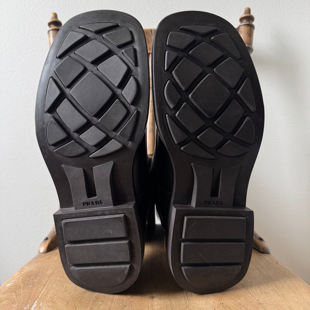 Prada FW1999 Brown Army/Military Velcro Strap Leather Boots