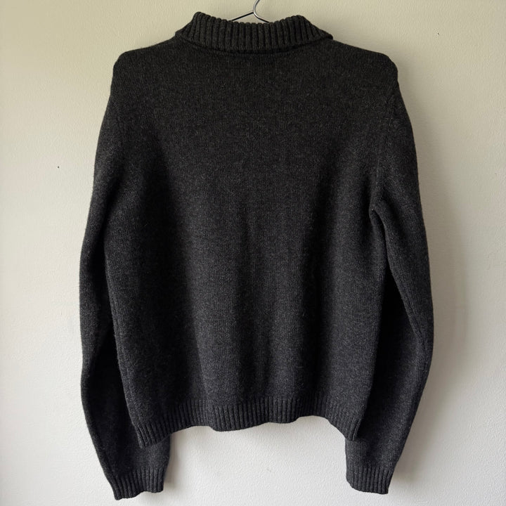 Helmut Lang 1998 Gray Knitted Wool Polo Zip-Up Sweater