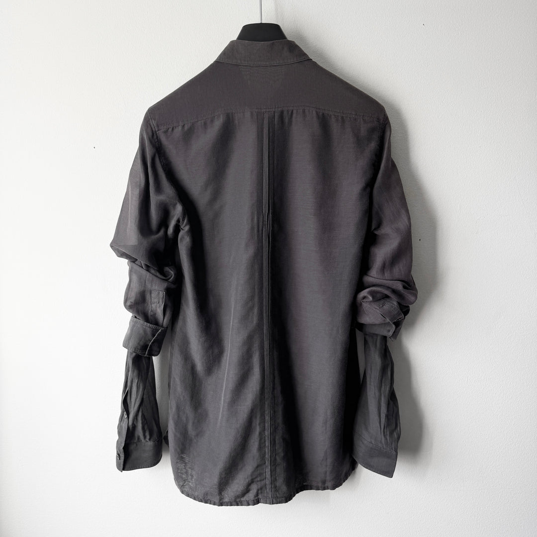 Kris Van Assche 2000s Gray Cotton Double Sleeve Button-Up Shirt