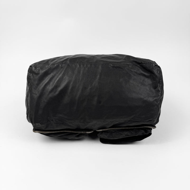 Ann Demeulemeester 2000’s Black Leather Multi-Zip Compartment Crossbody Duffle Bag