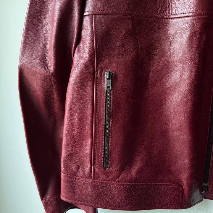 Gucci By Tom Ford FW2004 Burgundy Café Racer Moto Leather Jacket