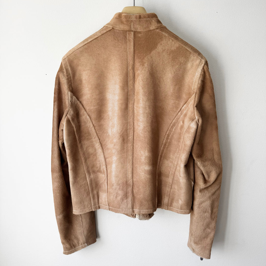 Gucci By Tom Ford FW1996 Camel Pony Hair Calf Leather Moto Jacket
