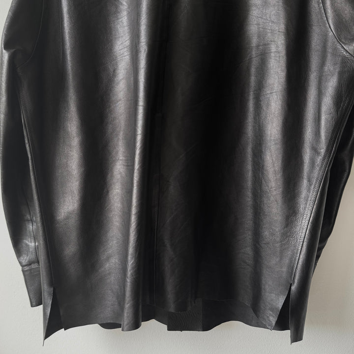Hermes 2000's Unlined Black Lamb Leather Shirt Jacket