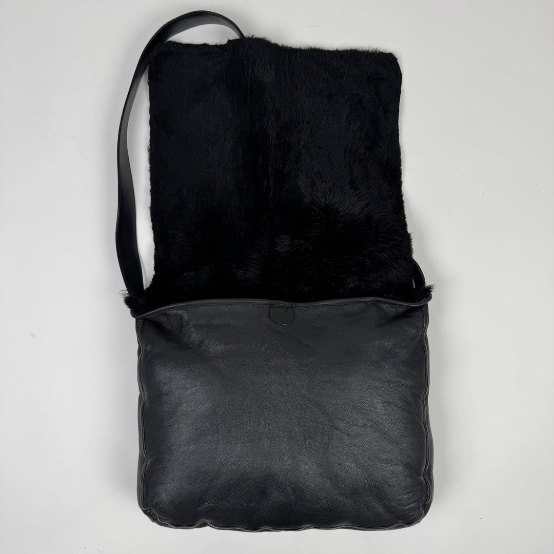 Gucci By Tom Ford SS1996 Reversible Rabbit Fur Leather Messenger Bag