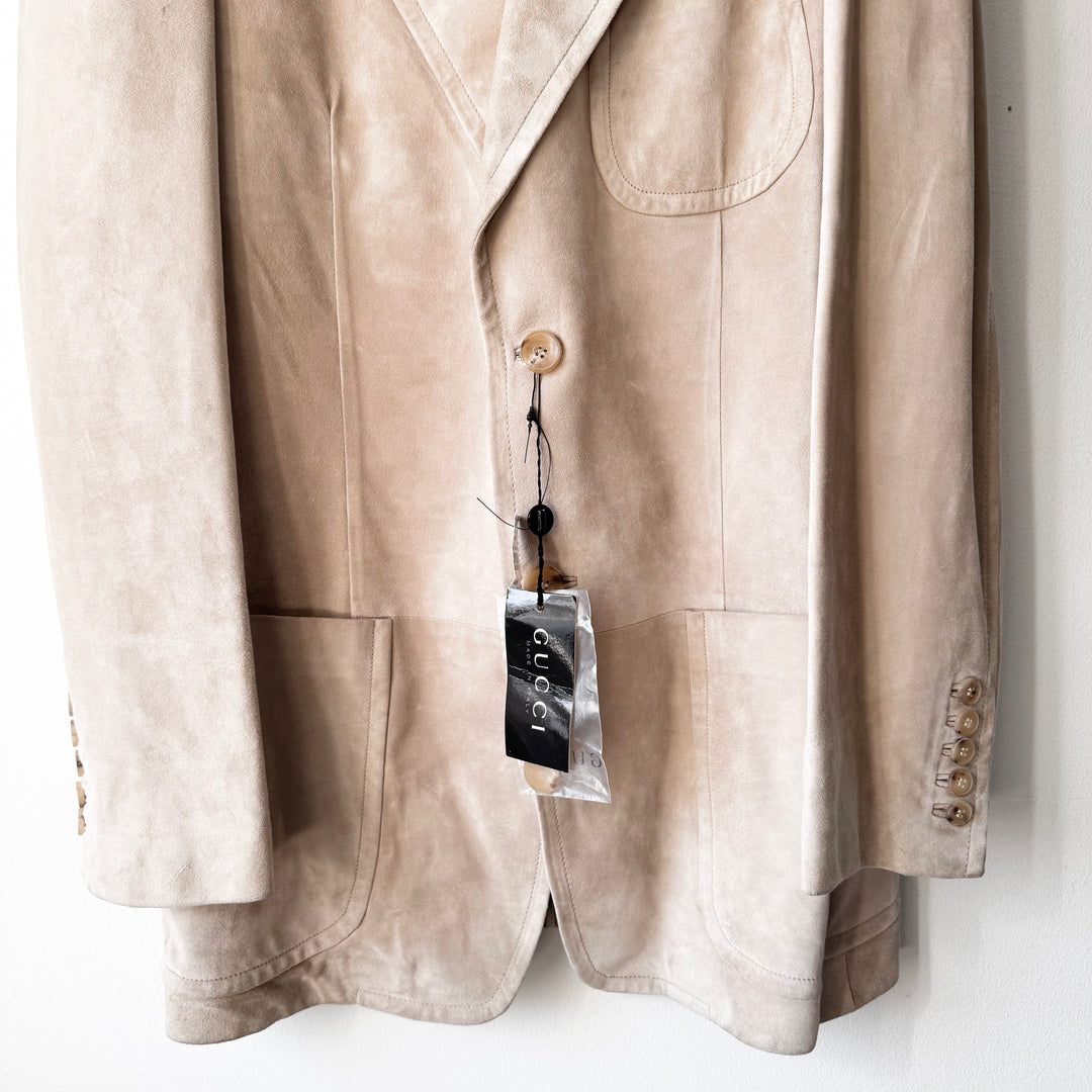 Gucci SS2005 Sand Beige Suede Leather Blazer Jacket