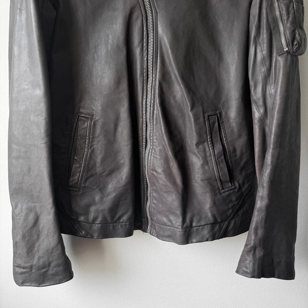 Rick Owens SS2010 Dark Shadow Gray Globa Back-Zip Lamb Leather Jacket