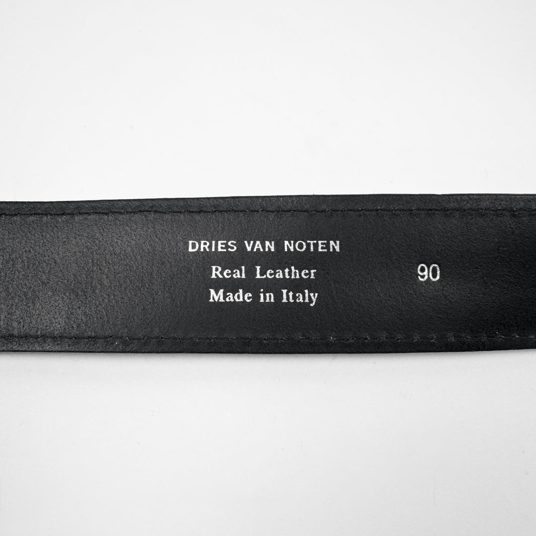 Dries Van Noten 1990s Black Safety Pin Leather Belt