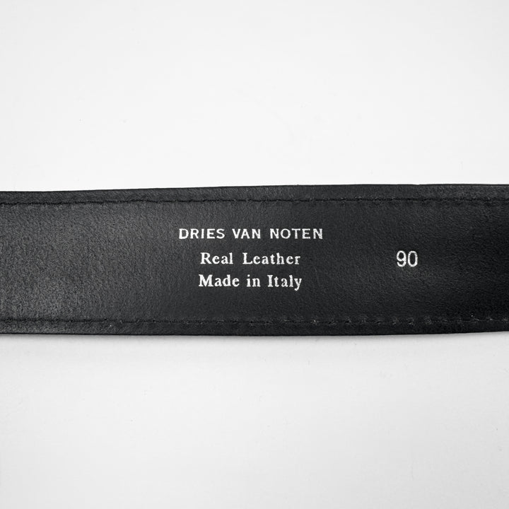 Dries Van Noten 1990s Black Safety Pin Leather Belt
