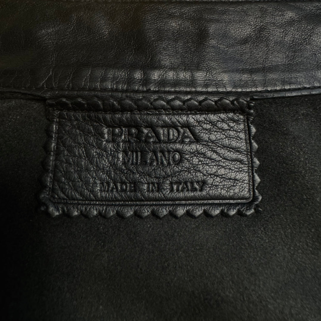 Prada 2000’s Mainline Cropped Leather Moto Jacket