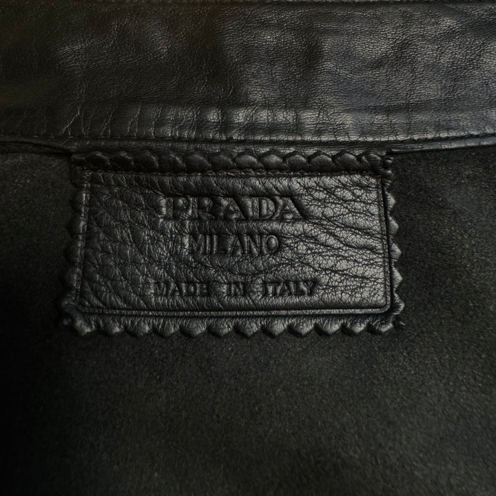 Prada 2000’s Mainline Cropped Leather Moto Jacket