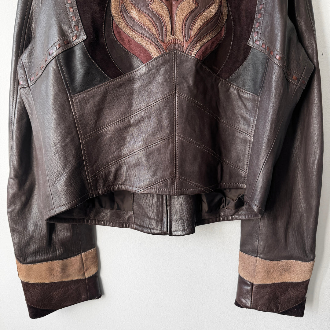 Gucci By Tom Ford SS2004 Brown Patchwork Western Leather Jacket