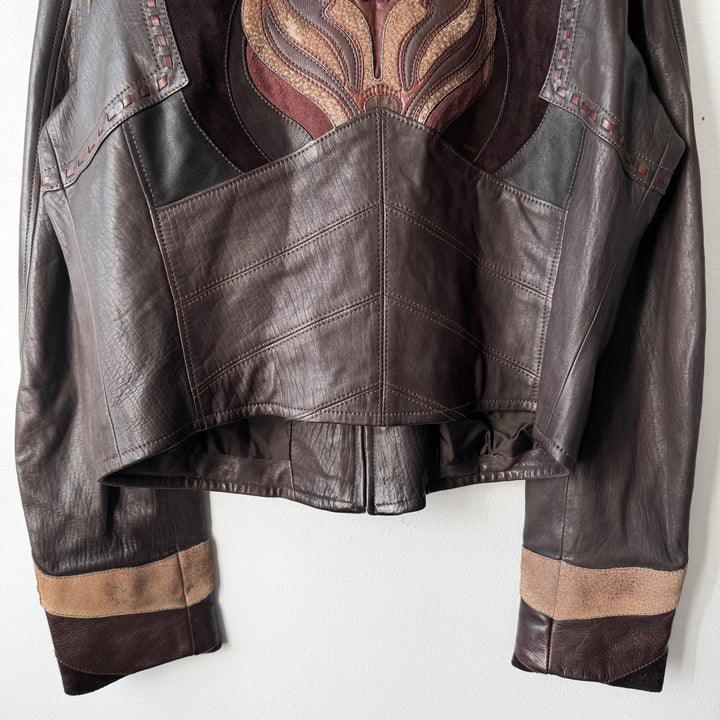 Gucci By Tom Ford SS2004 Brown Patchwork Western Leather Jacket