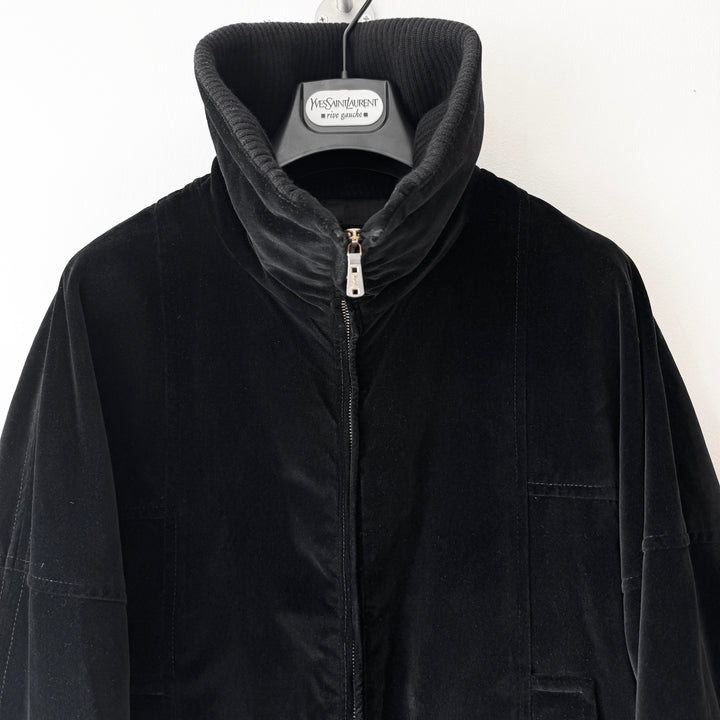 Yves Saint Laurent Rive Gauche By Tom Ford FW2004 Black Cashmere Velour High-Neck Bomber Jacket