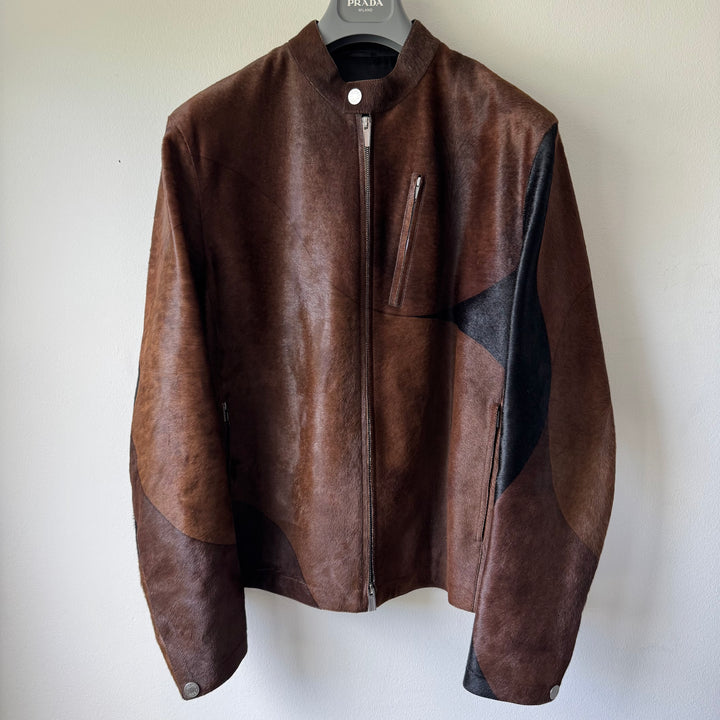 Hermes FW2015 Runway Sample Hair-On-Hide Calf Leather Moto Jacket