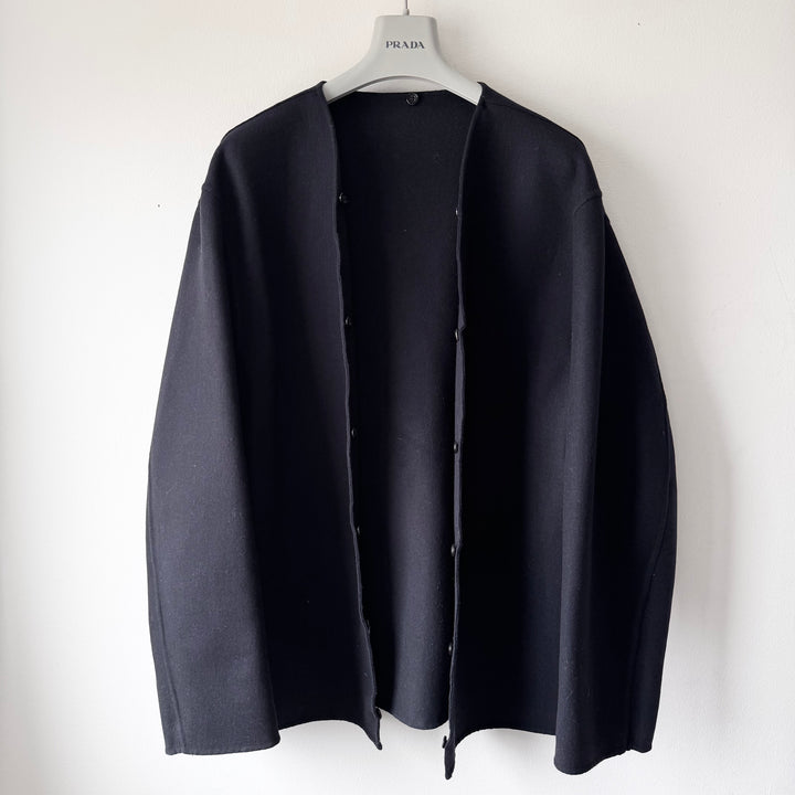 Jil Sander 2000’s Black Wool Lined Short Leather Coat