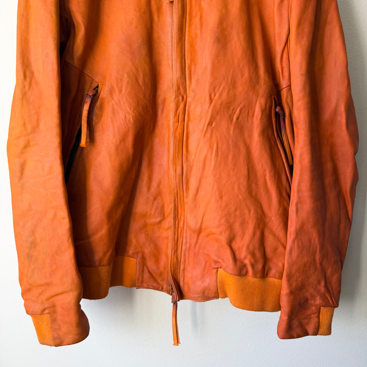 Boris Bidjan Saberi SS2018 Orange Horse Leather J3-F2424M Bomber Jacket