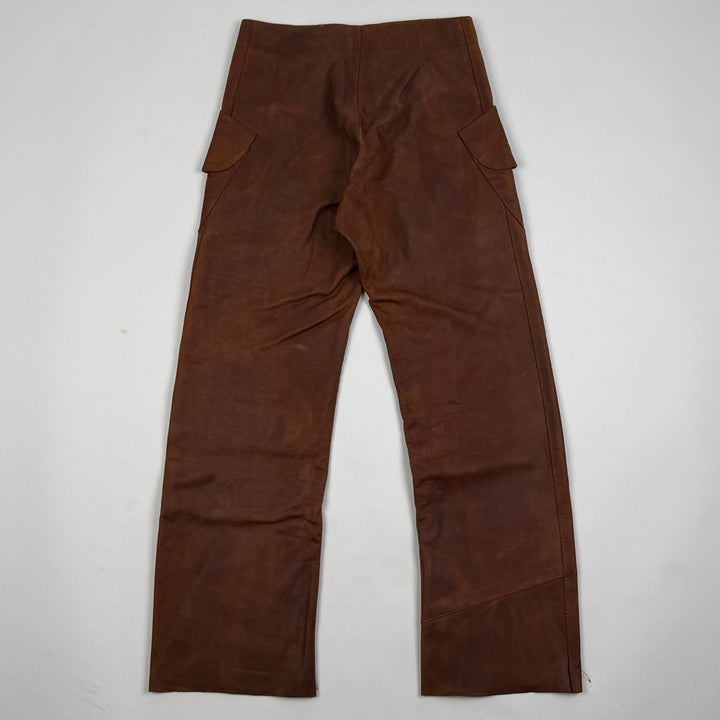 AW2001 Martin Margiela Raw Cowhide Brown Leather McQueen Cargo Pants