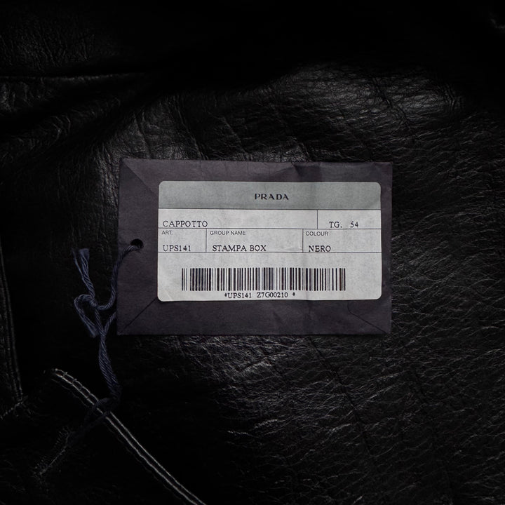 Prada FW2003 Black Textured ”Crocodile” Embossed Leather Coat