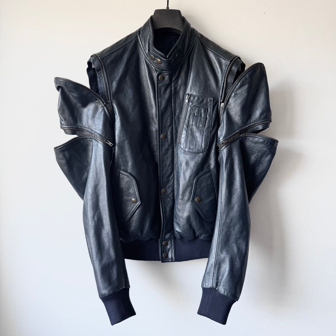 SS2007 Martin Margiela Petrol Multi-Zip Detachable Bomber Leather Jacket