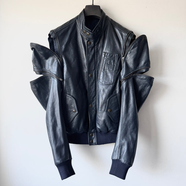 SS2007 Martin Margiela Petrol Multi-Zip Detachable Bomber Leather Jacket