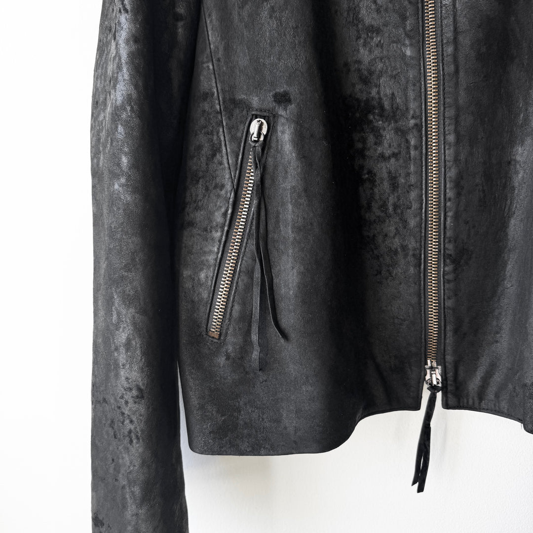 Ann Demeulemeester FW2002 Black Blistered Shaved Leather Jacket