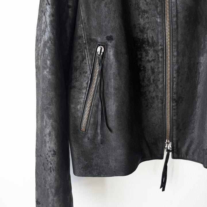 Ann Demeulemeester FW2002 Black Blistered Shaved Leather Jacket
