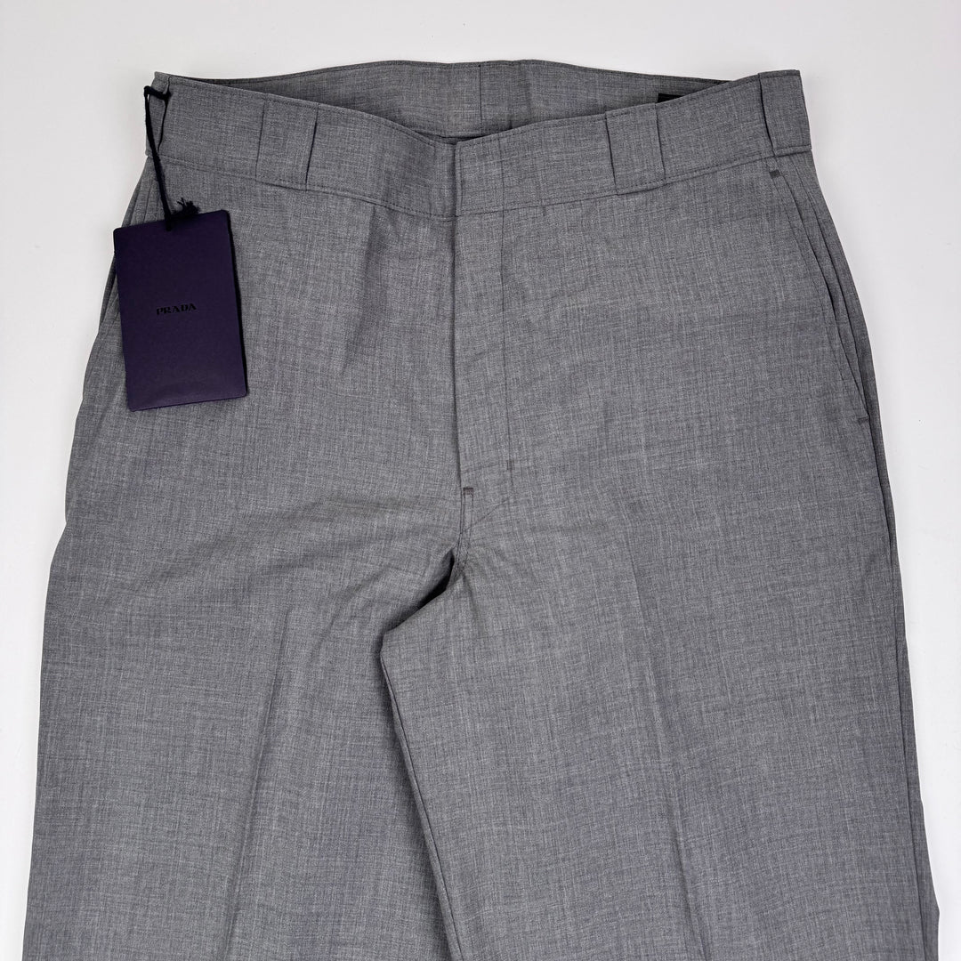 Prada SS2024 Main-Line Light Gray Wide Fine Wool Pants