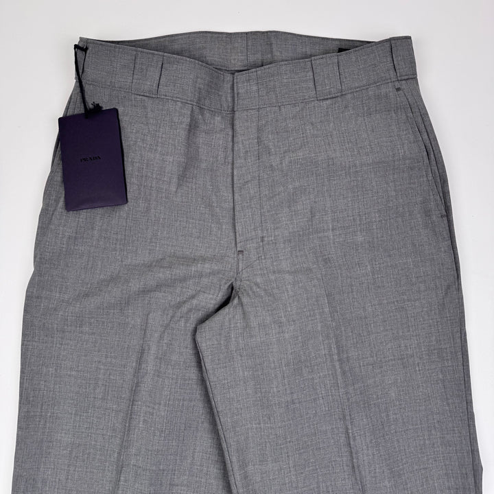 Prada SS2024 Main-Line Light Gray Wide Fine Wool Pants
