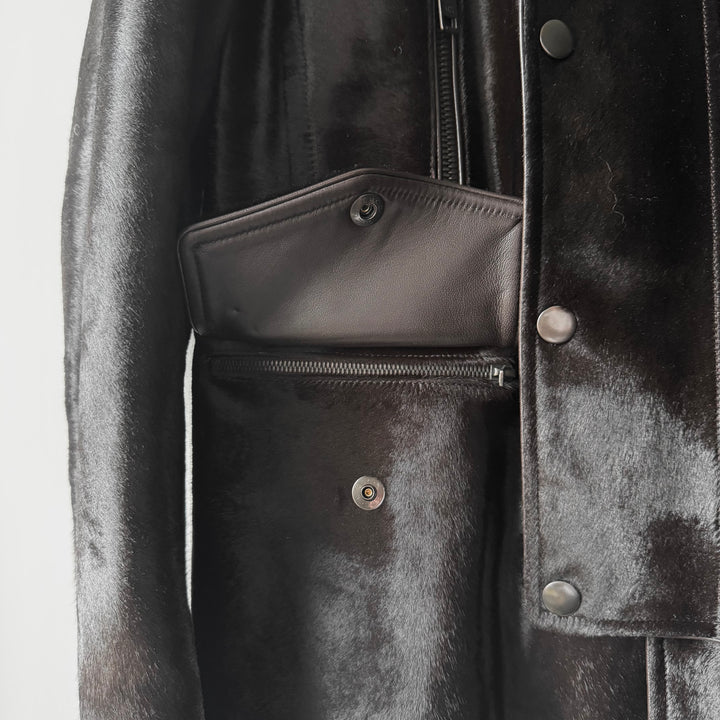 Gucci By Tom Ford FW2004 Brown Calf Hair-On-Hide Leather Half Coat Jacket