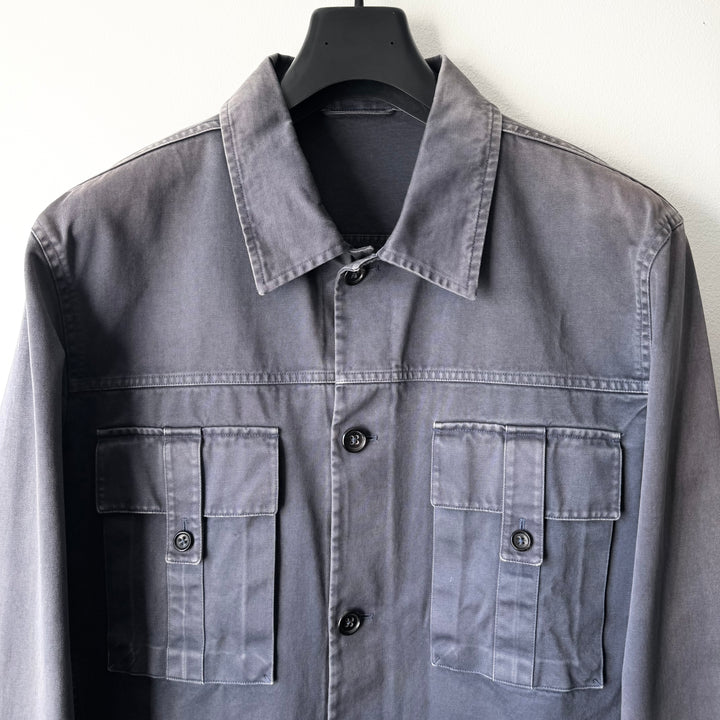 Jil Sander 2000's Gray/Blue Sun Faded Cotton Work Jacket