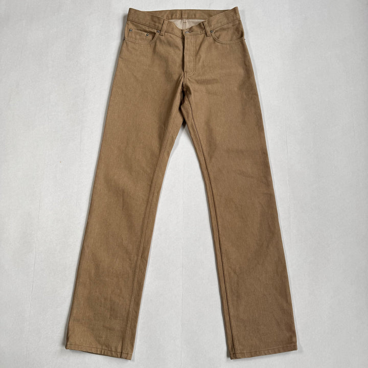 Helmut Lang 2000 Caramel Brown Classic Cut Raw Denim