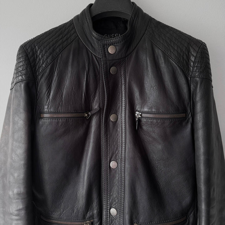 Gucci 2000's Moto Biker Nappa Leather Jacket