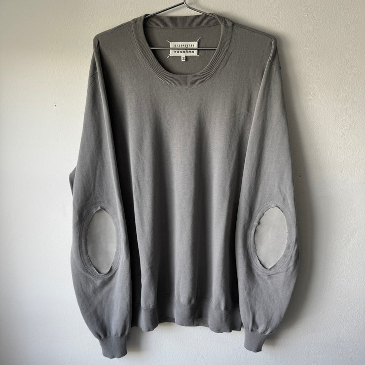 SS2018 Maison Margiela Gray Cotton Pullover Elbow Patch Knit Sweater
