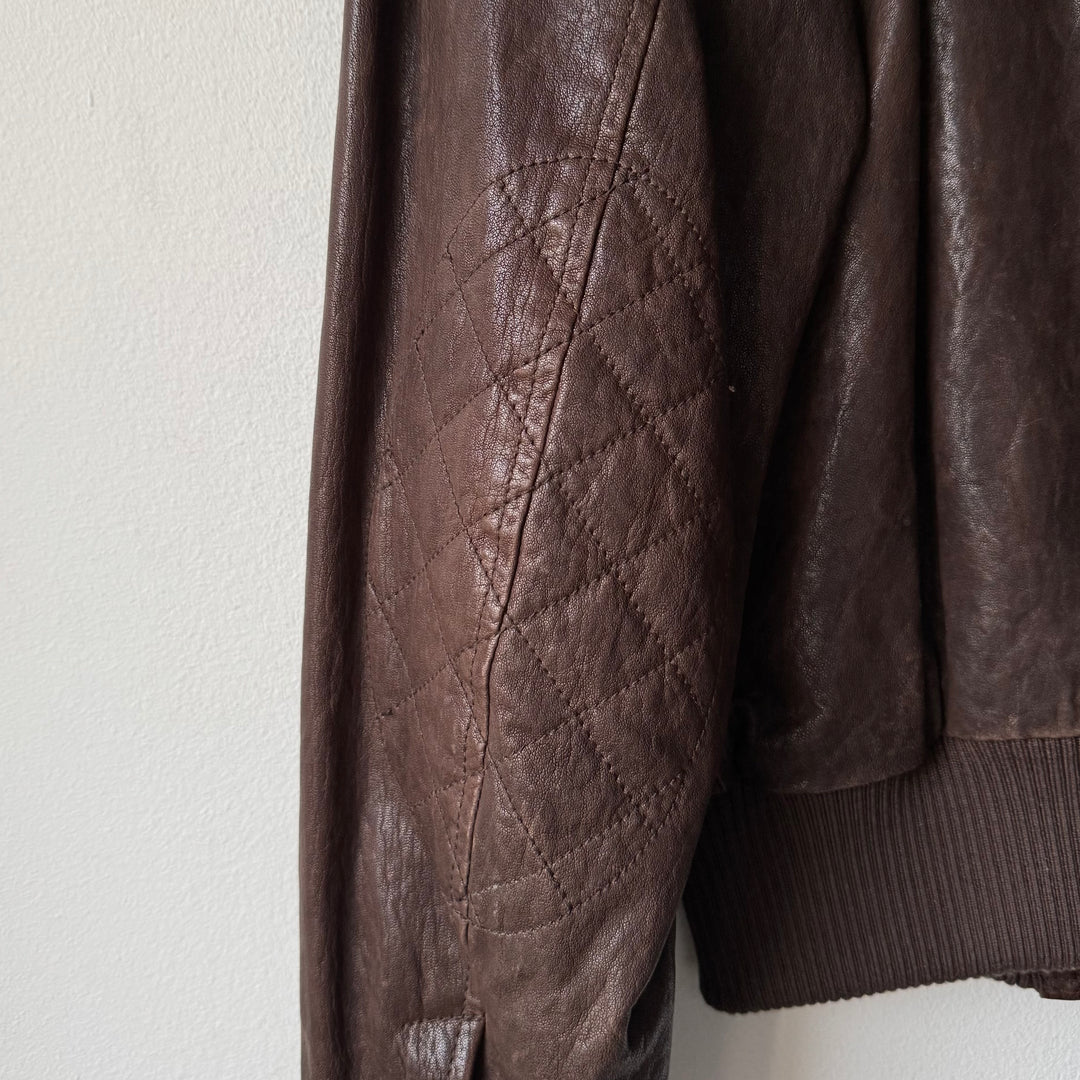 Dolce & Gabbana FW2005 Brown/Black Double Layered Military Bomber Lamb Leather Jacket