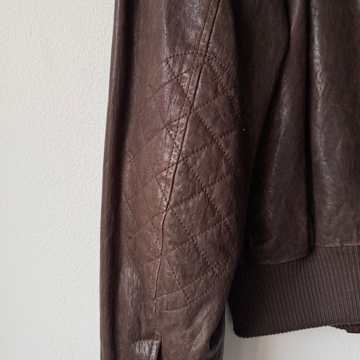 Dolce & Gabbana FW2005 Brown/Black Double Layered Military Bomber Lamb Leather Jacket