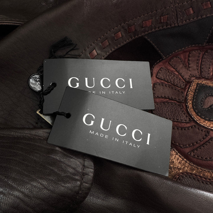 Gucci By Tom Ford SS2004 Brown Patchwork Western Leather Jacket