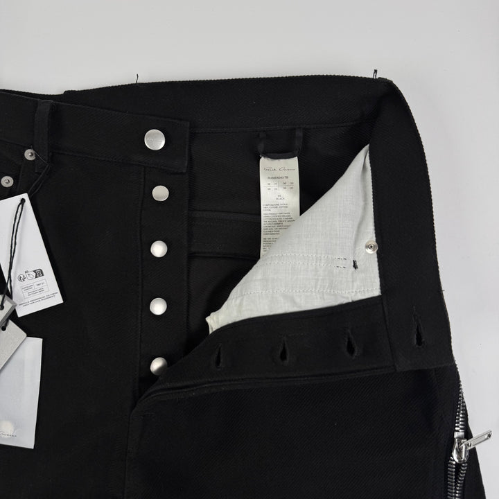 Rick Owens FW2024 Black Heavy Cotton Twill Bolan Banana Bootcut Pants