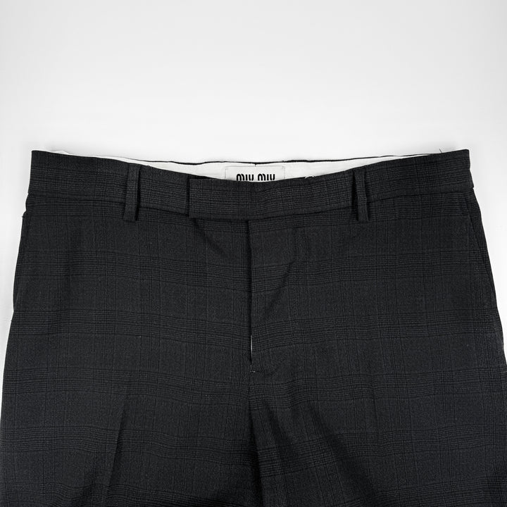 Miu Miu 2022 Checkered Prince Of Wales Pleated Fine Wool Pants