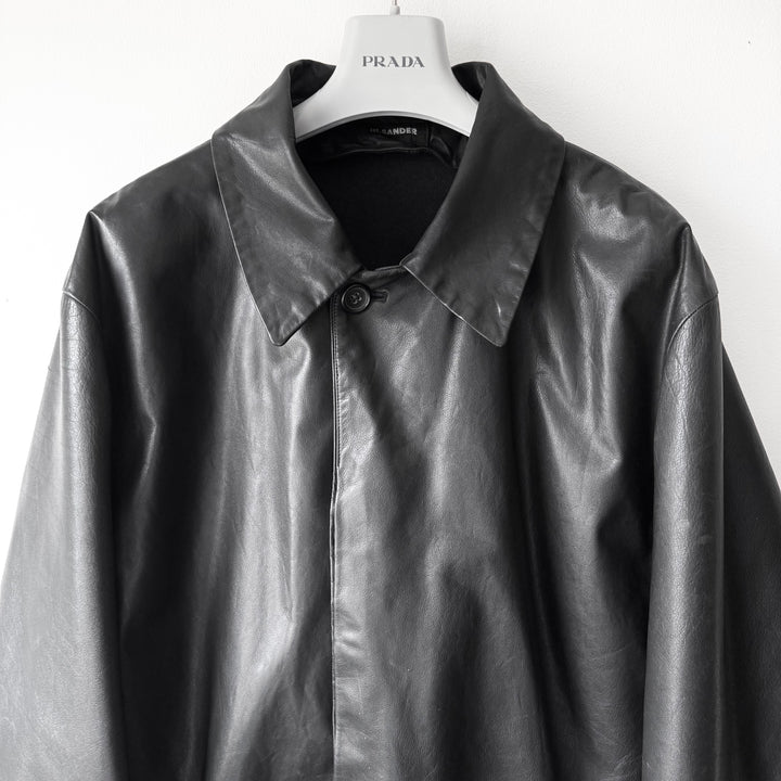 Jil Sander 2000’s Black Wool Lined Short Leather Coat