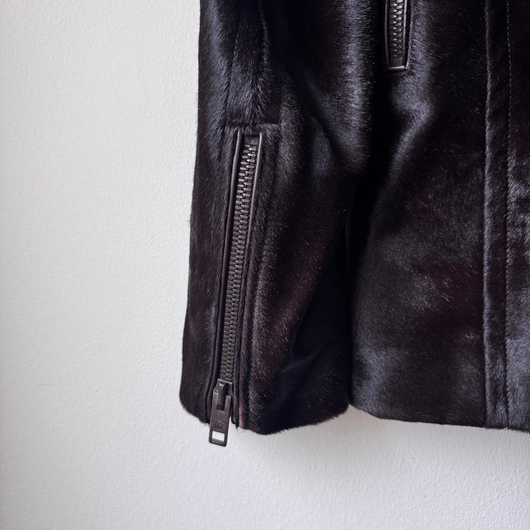 Gucci By Tom Ford FW2004 Brown Calf Hair-On-Hide Leather Half Coat Jacket