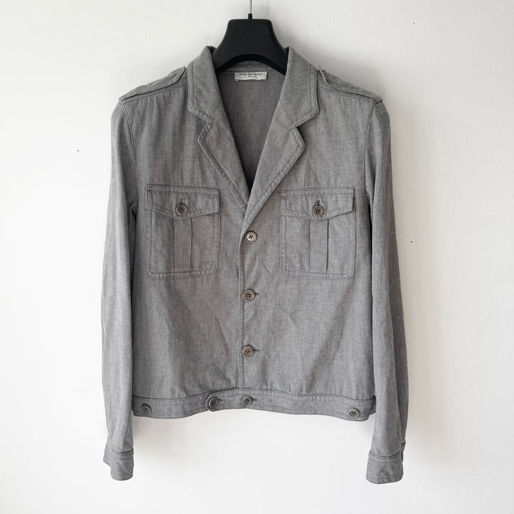Dries Van Noten SS2007 Gray Cotton Cropped Military Jacket