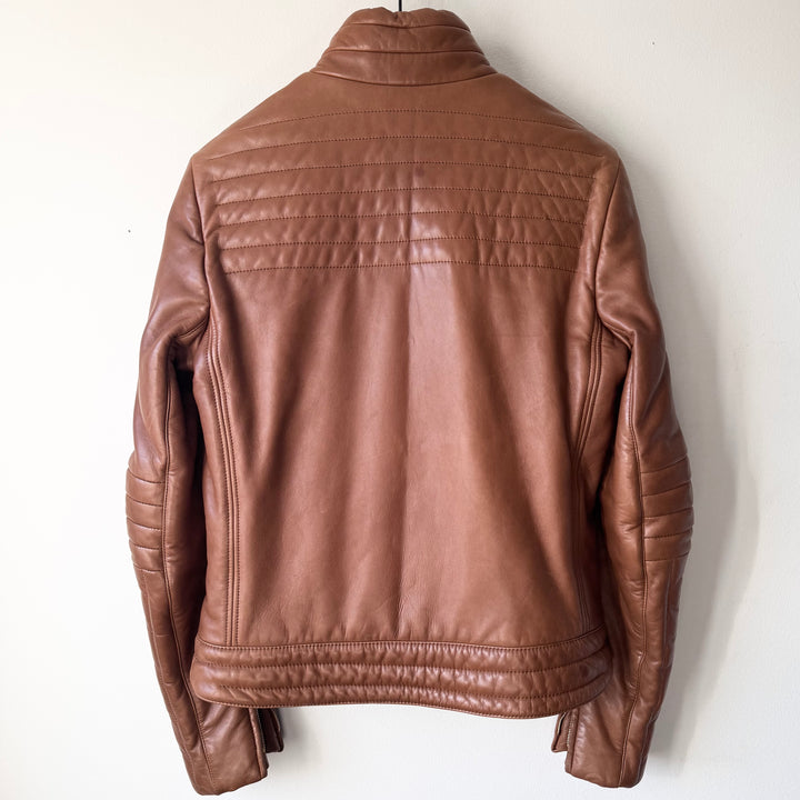 Gucci By Tom Ford FW2000 Brown Quilted Padded Moto Biker Leather Jacket